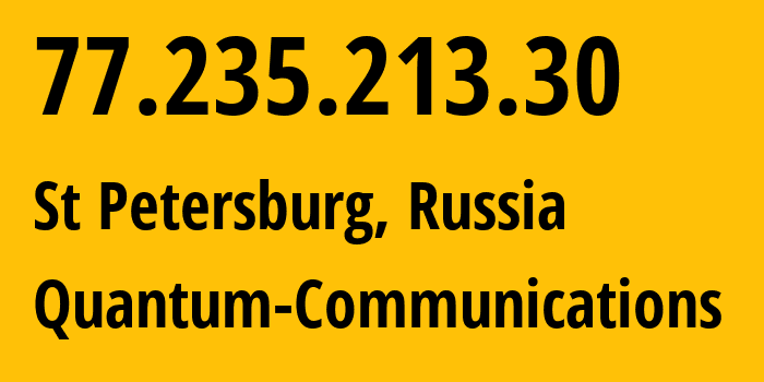 IP address 77.235.213.30 (St Petersburg, St.-Petersburg, Russia) get location, coordinates on map, ISP provider AS12418 Quantum-Communications // who is provider of ip address 77.235.213.30, whose IP address