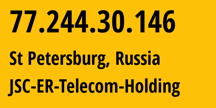 IP address 77.244.30.146 (St Petersburg, St.-Petersburg, Russia) get location, coordinates on map, ISP provider AS25408 JSC-ER-Telecom-Holding // who is provider of ip address 77.244.30.146, whose IP address