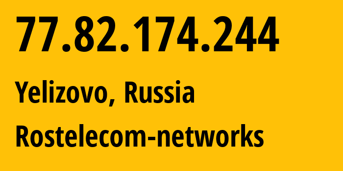 IP address 77.82.174.244 (Petropavlovsk-Kamchatsky, Kamchatka, Russia) get location, coordinates on map, ISP provider AS12389 Rostelecom-networks // who is provider of ip address 77.82.174.244, whose IP address