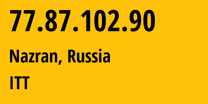 IP-адрес 77.87.102.90 (Назрань, Ингушетия, Россия) определить местоположение, координаты на карте, ISP провайдер AS43182 ITT // кто провайдер айпи-адреса 77.87.102.90