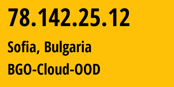 IP-адрес 78.142.25.12 (София, Sofia-Capital, Болгария) определить местоположение, координаты на карте, ISP провайдер AS200628 BGO-Cloud-OOD // кто провайдер айпи-адреса 78.142.25.12