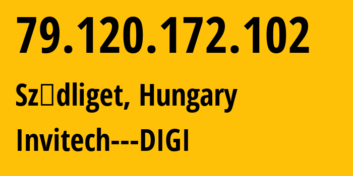 IP address 79.120.172.102 (Sződliget, Pest County, Hungary) get location, coordinates on map, ISP provider AS20845 Invitech---DIGI // who is provider of ip address 79.120.172.102, whose IP address