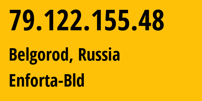 IP address 79.122.155.48 (Belgorod, Belgorod Oblast, Russia) get location, coordinates on map, ISP provider AS12772 Enforta-Bld // who is provider of ip address 79.122.155.48, whose IP address