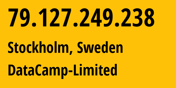 IP-адрес 79.127.249.238 (Стокгольм, Stockholm County, Швеция) определить местоположение, координаты на карте, ISP провайдер AS60068 DataCamp-Limited // кто провайдер айпи-адреса 79.127.249.238