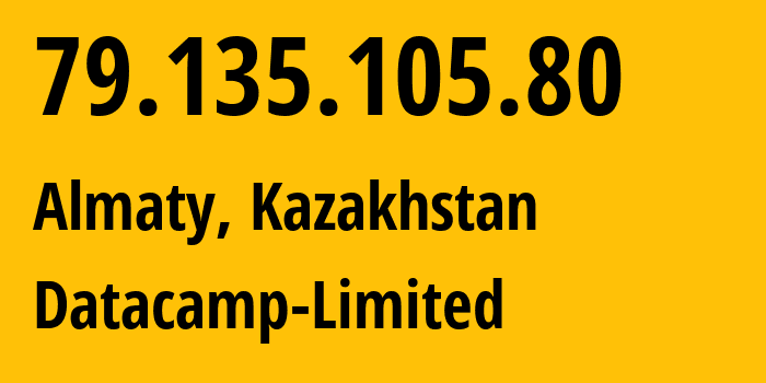 IP address 79.135.105.80 (Almaty, Almaty, Kazakhstan) get location, coordinates on map, ISP provider AS212238 Datacamp-Limited // who is provider of ip address 79.135.105.80, whose IP address