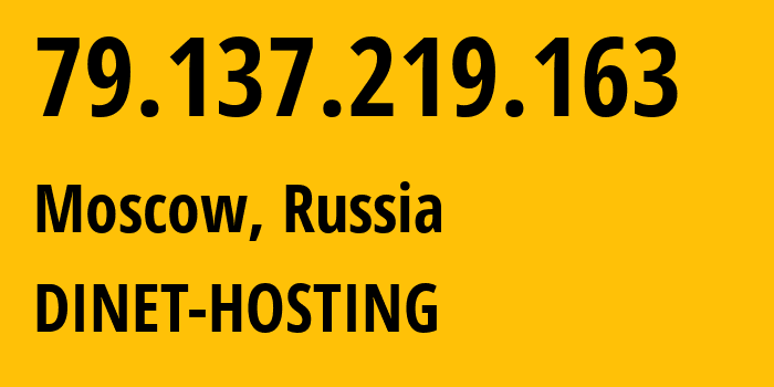 IP-адрес 79.137.219.163 (Москва, Москва, Россия) определить местоположение, координаты на карте, ISP провайдер AS12695 DINET-HOSTING // кто провайдер айпи-адреса 79.137.219.163