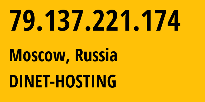 IP address 79.137.221.174 (Moscow, Moscow, Russia) get location, coordinates on map, ISP provider AS12695 DINET-HOSTING // who is provider of ip address 79.137.221.174, whose IP address