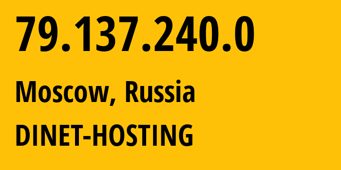 IP address 79.137.240.0 (Moscow, Moscow, Russia) get location, coordinates on map, ISP provider AS47764 DINET-HOSTING // who is provider of ip address 79.137.240.0, whose IP address