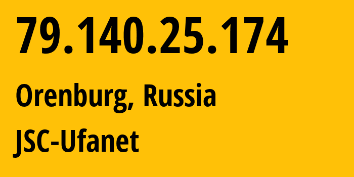 IP address 79.140.25.174 (Orenburg, Orenburg Oblast, Russia) get location, coordinates on map, ISP provider AS41704 JSC-Ufanet // who is provider of ip address 79.140.25.174, whose IP address