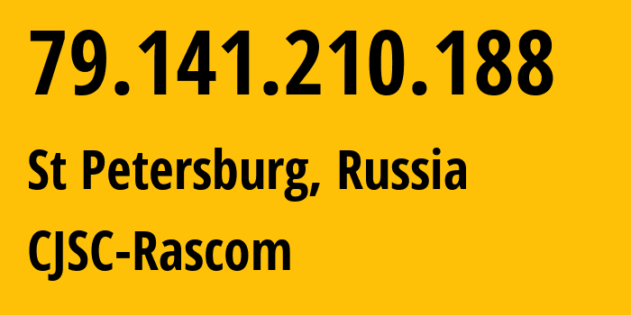IP address 79.141.210.188 (St Petersburg, St.-Petersburg, Russia) get location, coordinates on map, ISP provider AS20764 CJSC-Rascom // who is provider of ip address 79.141.210.188, whose IP address