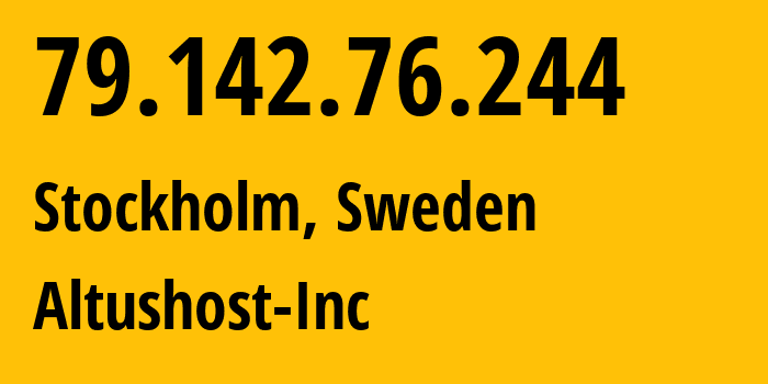 IP address 79.142.76.244 (Stockholm, Stockholm, Sweden) get location, coordinates on map, ISP provider AS51430 Altushost-Inc // who is provider of ip address 79.142.76.244, whose IP address