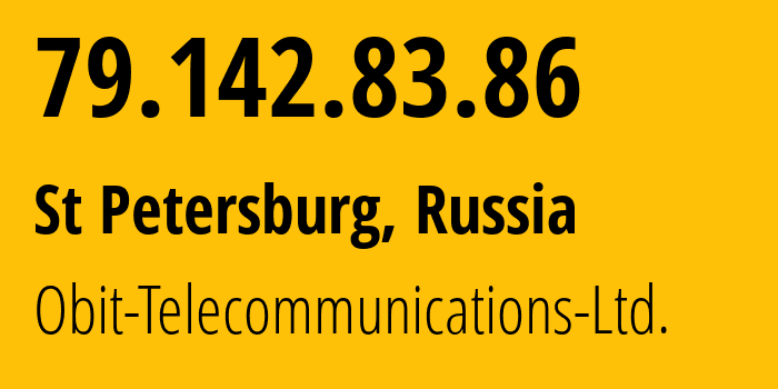 IP address 79.142.83.86 (St Petersburg, St.-Petersburg, Russia) get location, coordinates on map, ISP provider AS8492 Obit-Telecommunications-Ltd. // who is provider of ip address 79.142.83.86, whose IP address