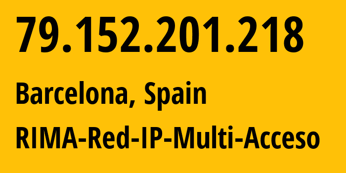 IP-адрес 79.152.201.218 (Барселона, Каталония, Испания) определить местоположение, координаты на карте, ISP провайдер AS3352 RIMA-Red-IP-Multi-Acceso // кто провайдер айпи-адреса 79.152.201.218