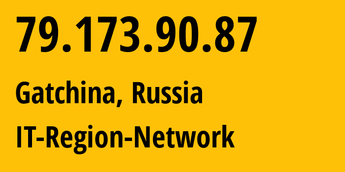 IP-адрес 79.173.90.87 (Гатчина, Ленинградская область, Россия) определить местоположение, координаты на карте, ISP провайдер AS43966 IT-Region-Network // кто провайдер айпи-адреса 79.173.90.87