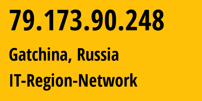 IP-адрес 79.173.90.248 (Гатчина, Ленинградская область, Россия) определить местоположение, координаты на карте, ISP провайдер AS43966 IT-Region-Network // кто провайдер айпи-адреса 79.173.90.248