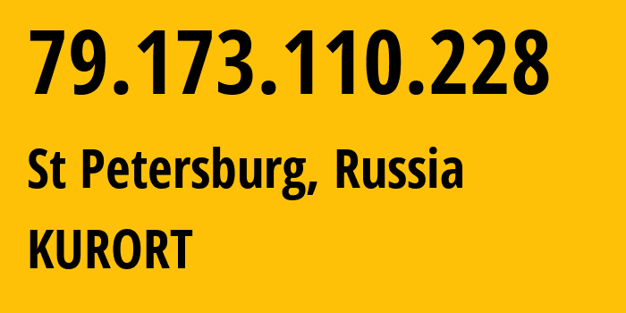 IP-адрес 79.173.110.228 (Санкт-Петербург, Санкт-Петербург, Россия) определить местоположение, координаты на карте, ISP провайдер AS41058 KURORT // кто провайдер айпи-адреса 79.173.110.228