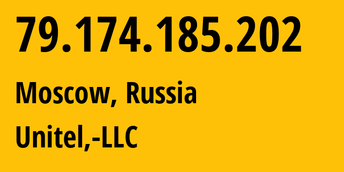 IP address 79.174.185.202 (Moscow, Moscow, Russia) get location, coordinates on map, ISP provider AS62205 Unitel,-LLC // who is provider of ip address 79.174.185.202, whose IP address