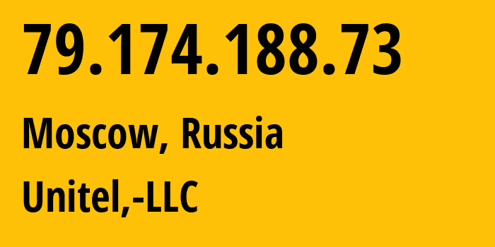 IP address 79.174.188.73 (Moscow, Moscow, Russia) get location, coordinates on map, ISP provider AS62205 Unitel,-LLC // who is provider of ip address 79.174.188.73, whose IP address