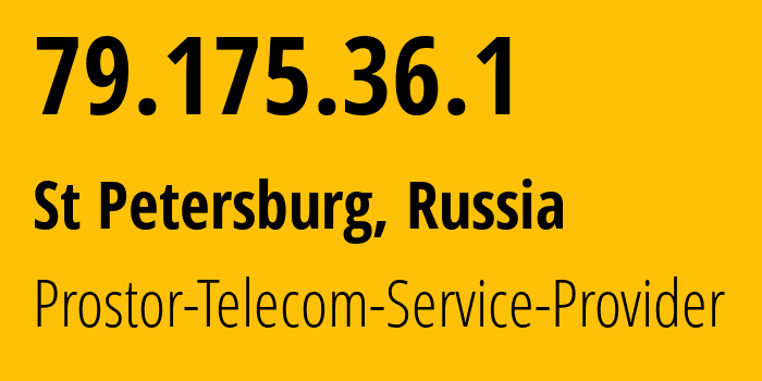 IP-адрес 79.175.36.1 (Санкт-Петербург, Санкт-Петербург, Россия) определить местоположение, координаты на карте, ISP провайдер AS12418 Prostor-Telecom-Service-Provider // кто провайдер айпи-адреса 79.175.36.1