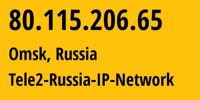 IP address 80.115.206.65 (Voronezh, Voronezh Oblast, Russia) get location, coordinates on map, ISP provider AS42437 Tele2-Russia-IP-Network // who is provider of ip address 80.115.206.65, whose IP address