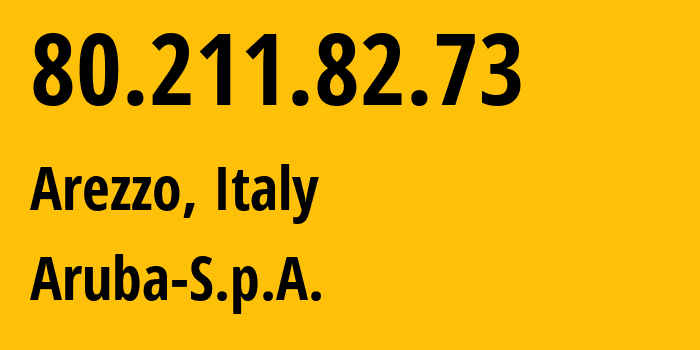 IP address 80.211.82.73 (Arezzo, Tuscany, Italy) get location, coordinates on map, ISP provider AS31034 Aruba-S.p.A. // who is provider of ip address 80.211.82.73, whose IP address