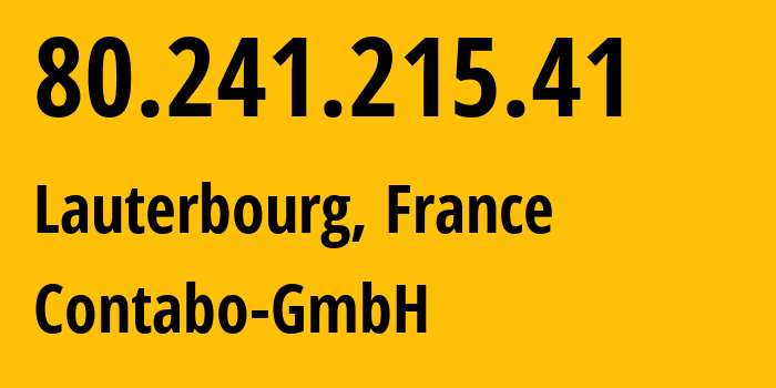 IP address 80.241.215.41 (Nuremberg, Bavaria, Germany) get location, coordinates on map, ISP provider AS51167 Contabo-GmbH // who is provider of ip address 80.241.215.41, whose IP address