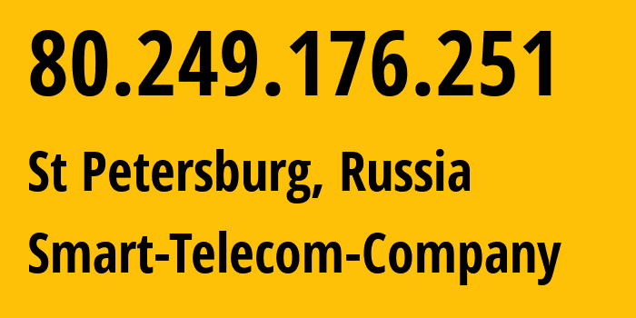 IP address 80.249.176.251 (St Petersburg, St.-Petersburg, Russia) get location, coordinates on map, ISP provider AS31376 Smart-Telecom-Company // who is provider of ip address 80.249.176.251, whose IP address