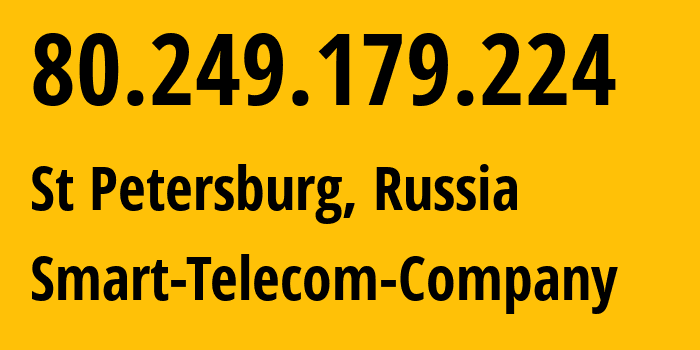 IP address 80.249.179.224 (St Petersburg, St.-Petersburg, Russia) get location, coordinates on map, ISP provider AS31376 Smart-Telecom-Company // who is provider of ip address 80.249.179.224, whose IP address