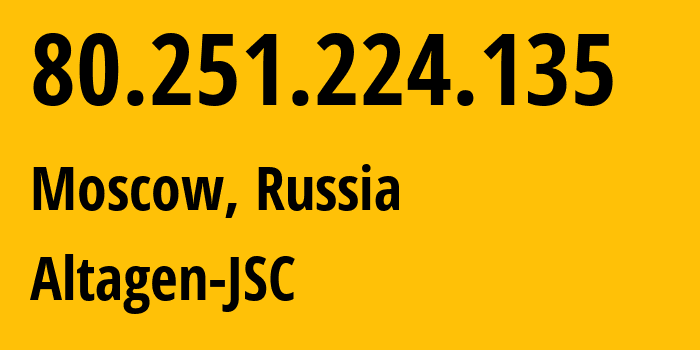 IP-адрес 80.251.224.135 (Москва, Москва, Россия) определить местоположение, координаты на карте, ISP провайдер AS50473 Altagen-JSC // кто провайдер айпи-адреса 80.251.224.135