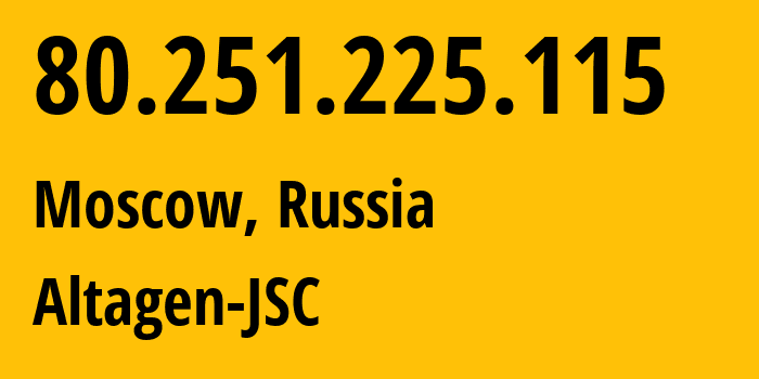 IP address 80.251.225.115 (Moscow, Moscow, Russia) get location, coordinates on map, ISP provider AS50473 Altagen-JSC // who is provider of ip address 80.251.225.115, whose IP address