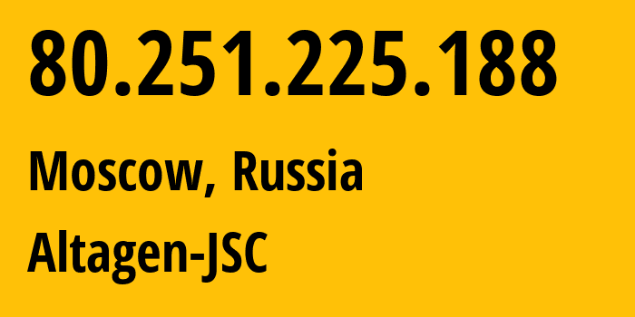 IP address 80.251.225.188 (Moscow, Moscow, Russia) get location, coordinates on map, ISP provider AS50473 Altagen-JSC // who is provider of ip address 80.251.225.188, whose IP address