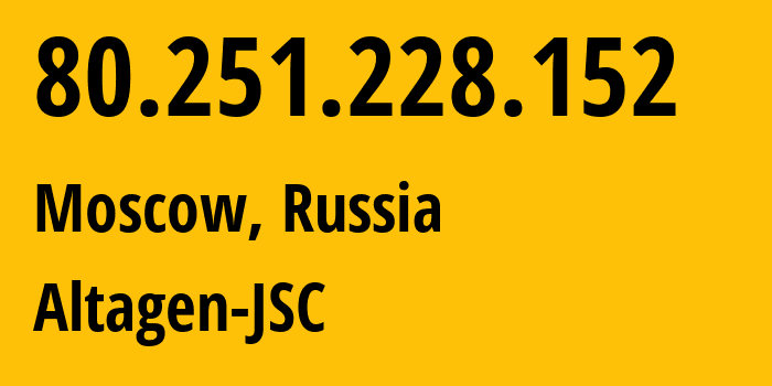 IP-адрес 80.251.228.152 (Москва, Москва, Россия) определить местоположение, координаты на карте, ISP провайдер AS50473 Altagen-JSC // кто провайдер айпи-адреса 80.251.228.152