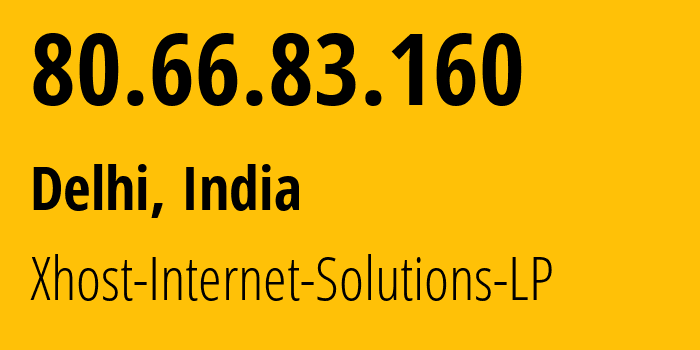 IP address 80.66.83.160 get location, coordinates on map, ISP provider AS209559 Xhost-Internet-Solutions-LP // who is provider of ip address 80.66.83.160, whose IP address