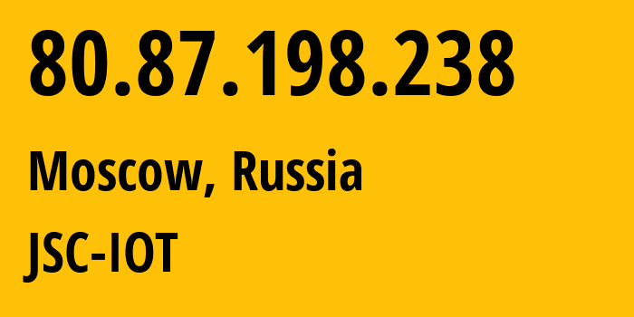 IP address 80.87.198.238 (Moscow, Moscow, Russia) get location, coordinates on map, ISP provider AS29182 JSC-IOT // who is provider of ip address 80.87.198.238, whose IP address