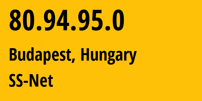 IP-адрес 80.94.95.0 (Будапешт, Budapest, Венгрия) определить местоположение, координаты на карте, ISP провайдер AS204428 SS-Net // кто провайдер айпи-адреса 80.94.95.0