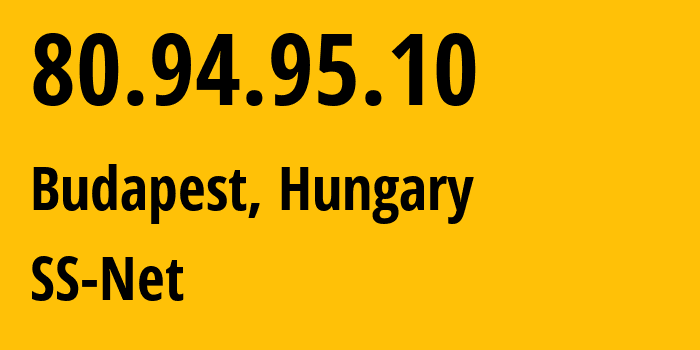 IP address 80.94.95.10 (Budapest, Budapest, Hungary) get location, coordinates on map, ISP provider AS204428 SS-Net // who is provider of ip address 80.94.95.10, whose IP address