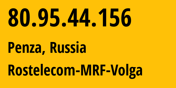 IP address 80.95.44.156 (Penza, Penza Oblast, Russia) get location, coordinates on map, ISP provider AS12389 Rostelecom-MRF-Volga // who is provider of ip address 80.95.44.156, whose IP address