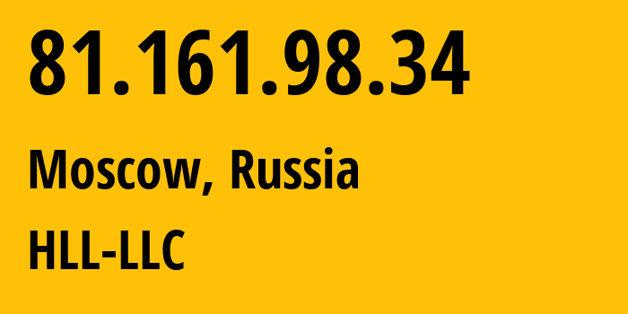 IP-адрес 81.161.98.34 (Москва, Москва, Россия) определить местоположение, координаты на карте, ISP провайдер AS51115 HLL-LLC // кто провайдер айпи-адреса 81.161.98.34