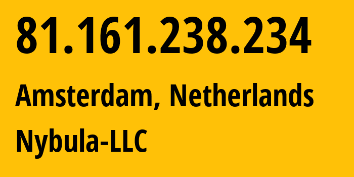 IP address 81.161.238.234 (Amsterdam, North Holland, Netherlands) get location, coordinates on map, ISP provider AS0 Servervy-B.V // who is provider of ip address 81.161.238.234, whose IP address