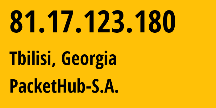 IP-адрес 81.17.123.180 (Тбилиси, Тбилиси, Грузия) определить местоположение, координаты на карте, ISP провайдер AS207137 PacketHub-S.A. // кто провайдер айпи-адреса 81.17.123.180