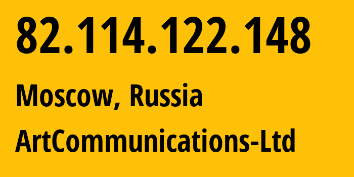 IP address 82.114.122.148 (Moscow, Moscow, Russia) get location, coordinates on map, ISP provider AS21353 ArtCommunications-Ltd // who is provider of ip address 82.114.122.148, whose IP address