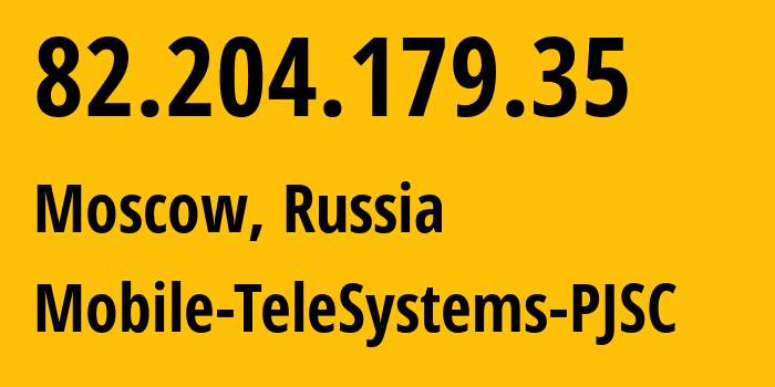 IP-адрес 82.204.179.35 (Москва, Москва, Россия) определить местоположение, координаты на карте, ISP провайдер AS8359 Mobile-TeleSystems-PJSC // кто провайдер айпи-адреса 82.204.179.35