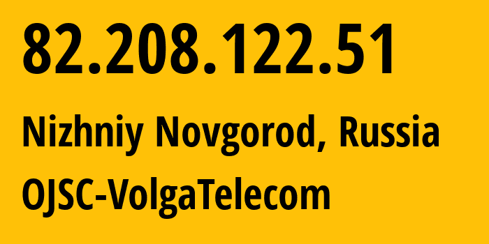 IP address 82.208.122.51 (Nizhniy Novgorod, Nizhny Novgorod Oblast, Russia) get location, coordinates on map, ISP provider AS12389 OJSC-VolgaTelecom // who is provider of ip address 82.208.122.51, whose IP address