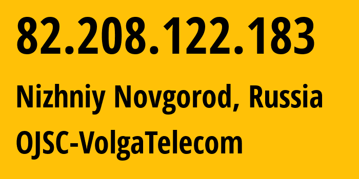 IP address 82.208.122.183 (Nizhniy Novgorod, Nizhny Novgorod Oblast, Russia) get location, coordinates on map, ISP provider AS12389 OJSC-VolgaTelecom // who is provider of ip address 82.208.122.183, whose IP address