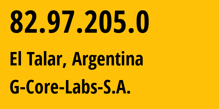 IP address 82.97.205.0 (El Talar, Buenos Aires, Argentina) get location, coordinates on map, ISP provider AS199524 G-Core-Labs-S.A. // who is provider of ip address 82.97.205.0, whose IP address