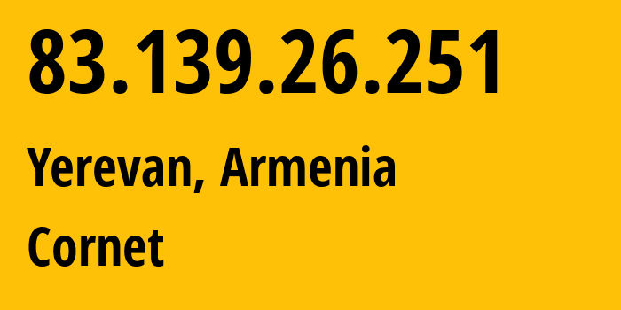 IP address 83.139.26.251 get location, coordinates on map, ISP provider AS43733 Cornet // who is provider of ip address 83.139.26.251, whose IP address