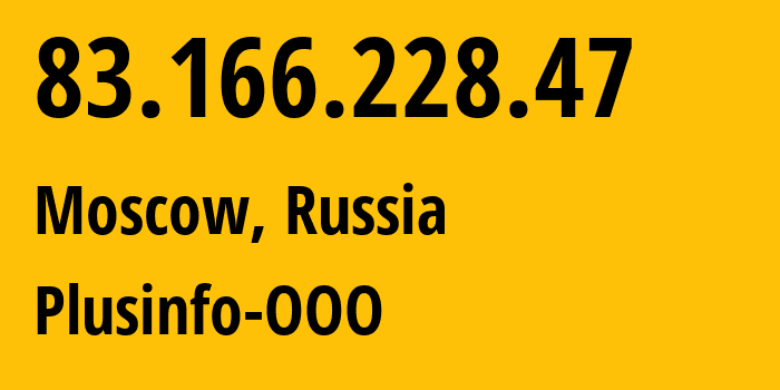 IP address 83.166.228.47 (Moscow, Moscow, Russia) get location, coordinates on map, ISP provider AS24936 Plusinfo-OOO // who is provider of ip address 83.166.228.47, whose IP address