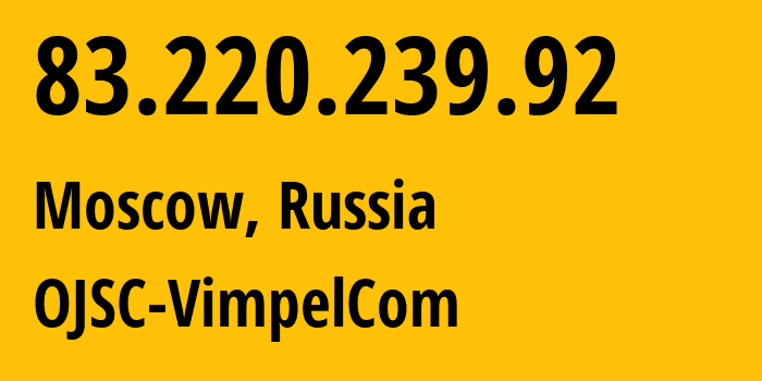 IP address 83.220.239.92 get location, coordinates on map, ISP provider AS16345 OJSC-VimpelCom // who is provider of ip address 83.220.239.92, whose IP address