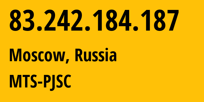 IP address 83.242.184.187 (Moscow, Moscow, Russia) get location, coordinates on map, ISP provider AS8359 MTS-PJSC // who is provider of ip address 83.242.184.187, whose IP address