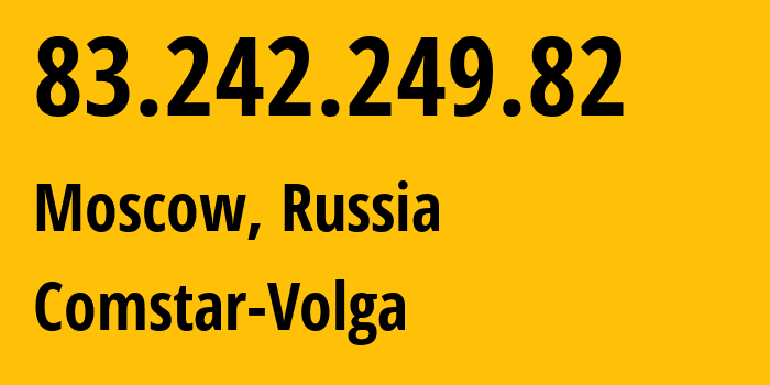 IP-адрес 83.242.249.82 (Москва, Москва, Россия) определить местоположение, координаты на карте, ISP провайдер AS41209 Comstar-Volga // кто провайдер айпи-адреса 83.242.249.82